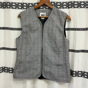 Vintage Leslie Fay Plaid Vest Women's Medium Zip Front 90s Y2K Businesscore
